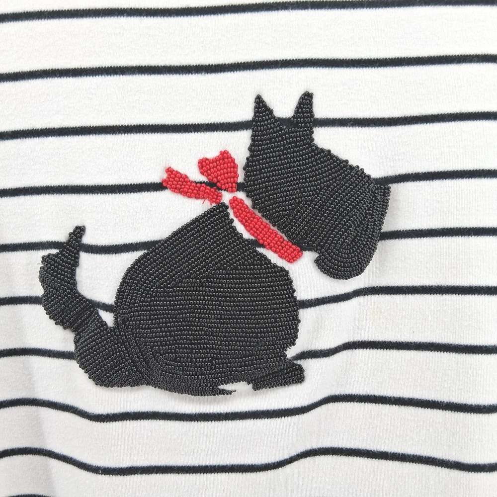 Charter Club Woman Sz 2X Striped Scottie Dog Beaded Top Long Sleeve Plus Size - Picture 4 of 10